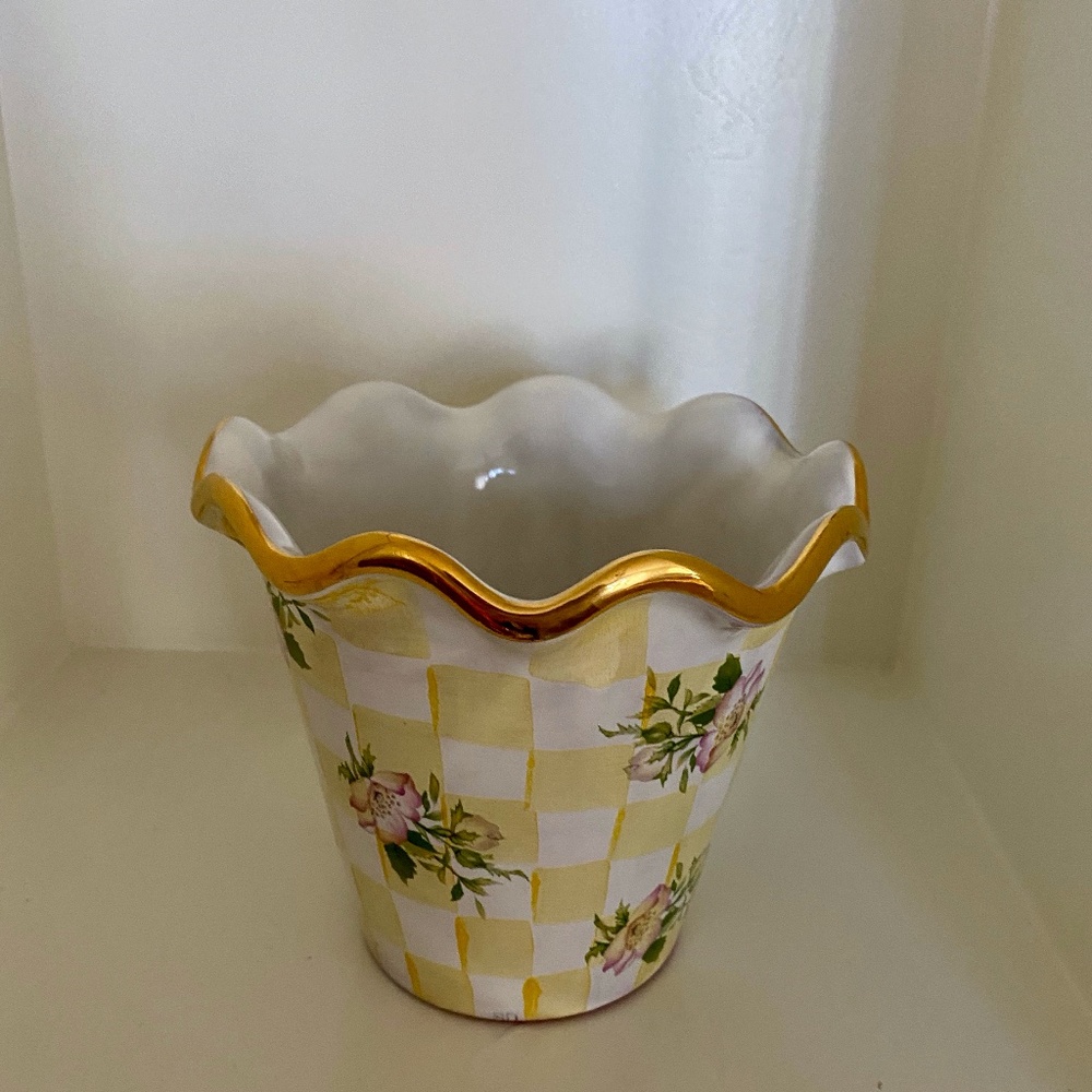 MacKenzie Childs Honeymoon Collection Small Fluted Flower Pot - VERY RARE FIND!